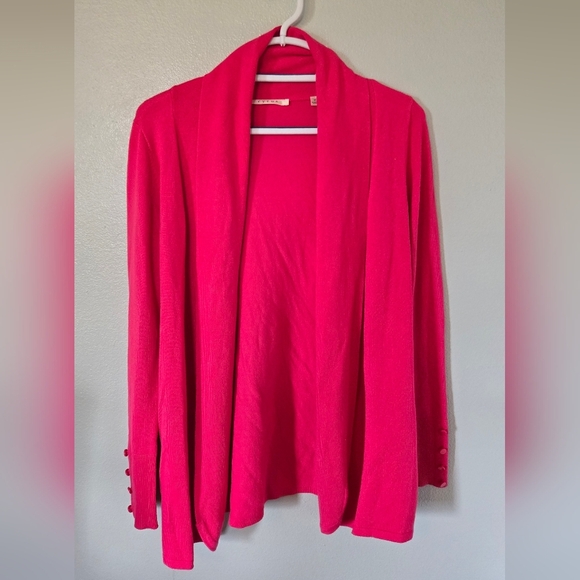 Cyrus | Bright Pink Long Sleeve Cardigan Size Medium - Picture 2 of 8